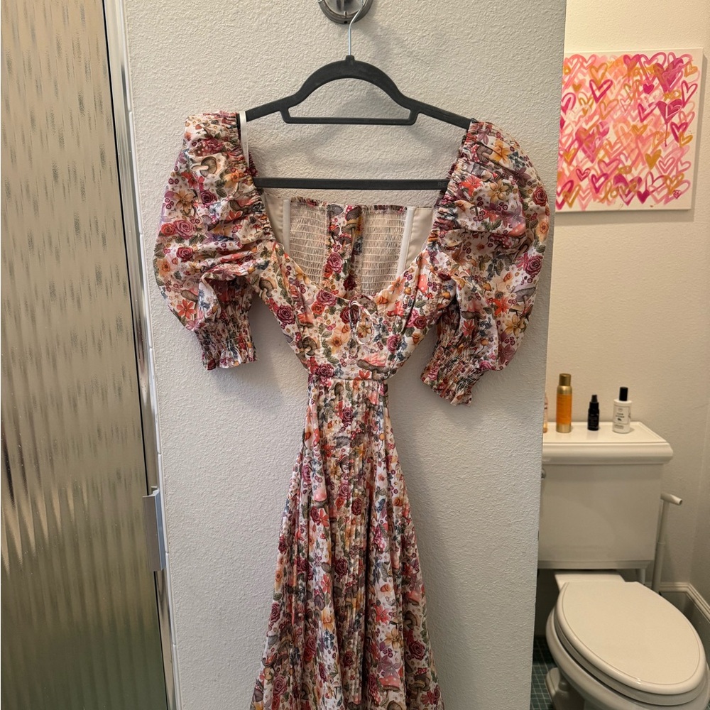 For Love And Lemons Multicolor Floral Backless Dress